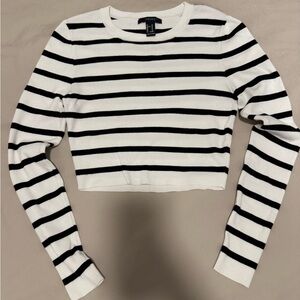 Striped Black and White Crop Top